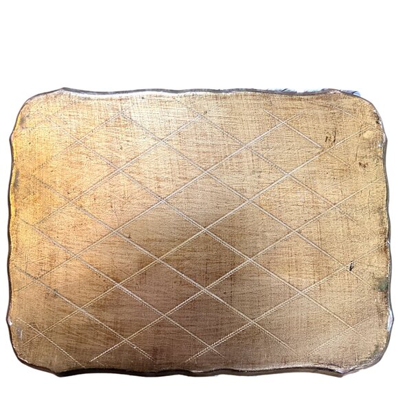 Vtg Florentine Gold Giltwood Tray – Blue & Gold Italian Hollywood Regency Tray - Picture 9 of 10